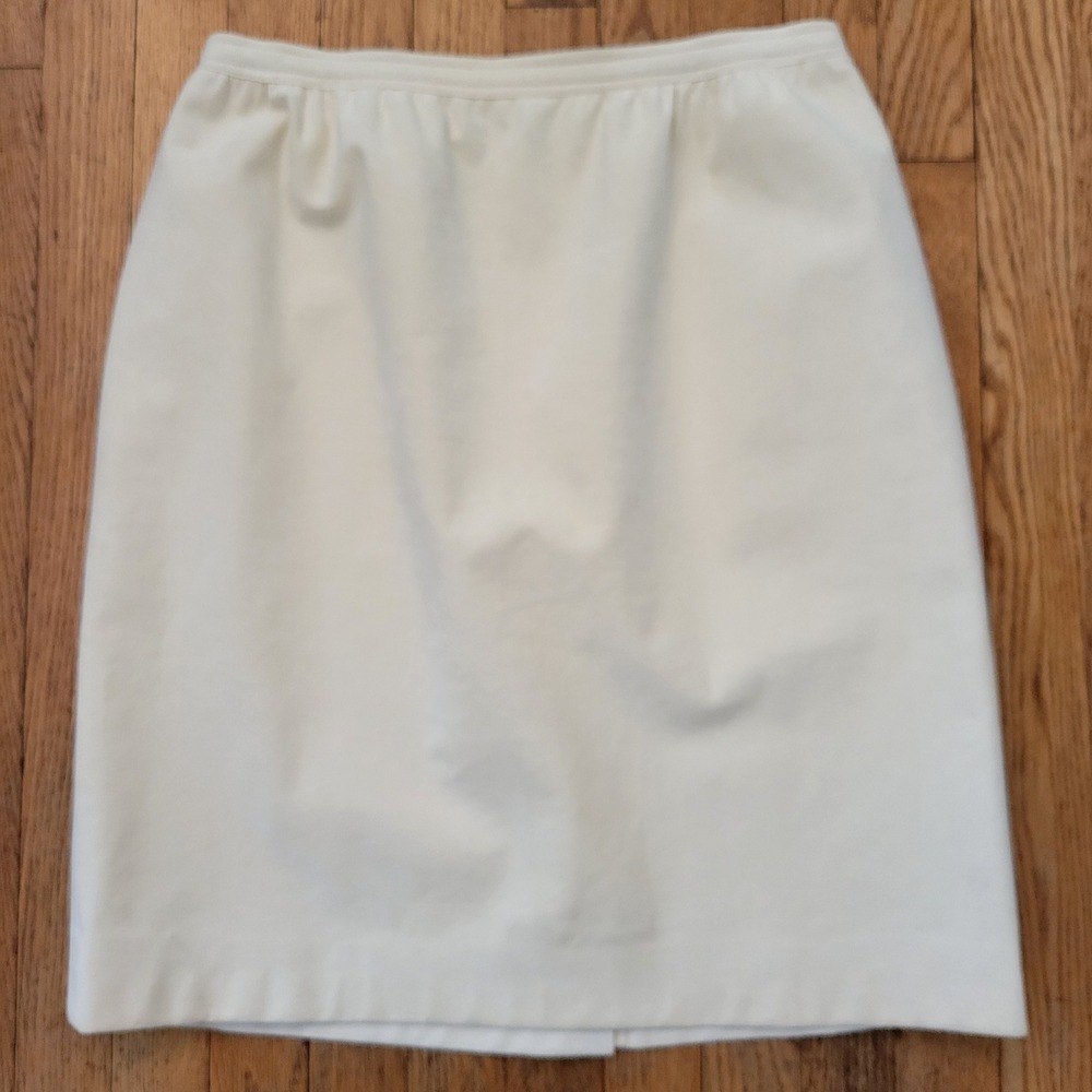 Vintage Abe Schrader Cream Suede Leatherโ Pencil Skirt 16 Pockets Classic Career
